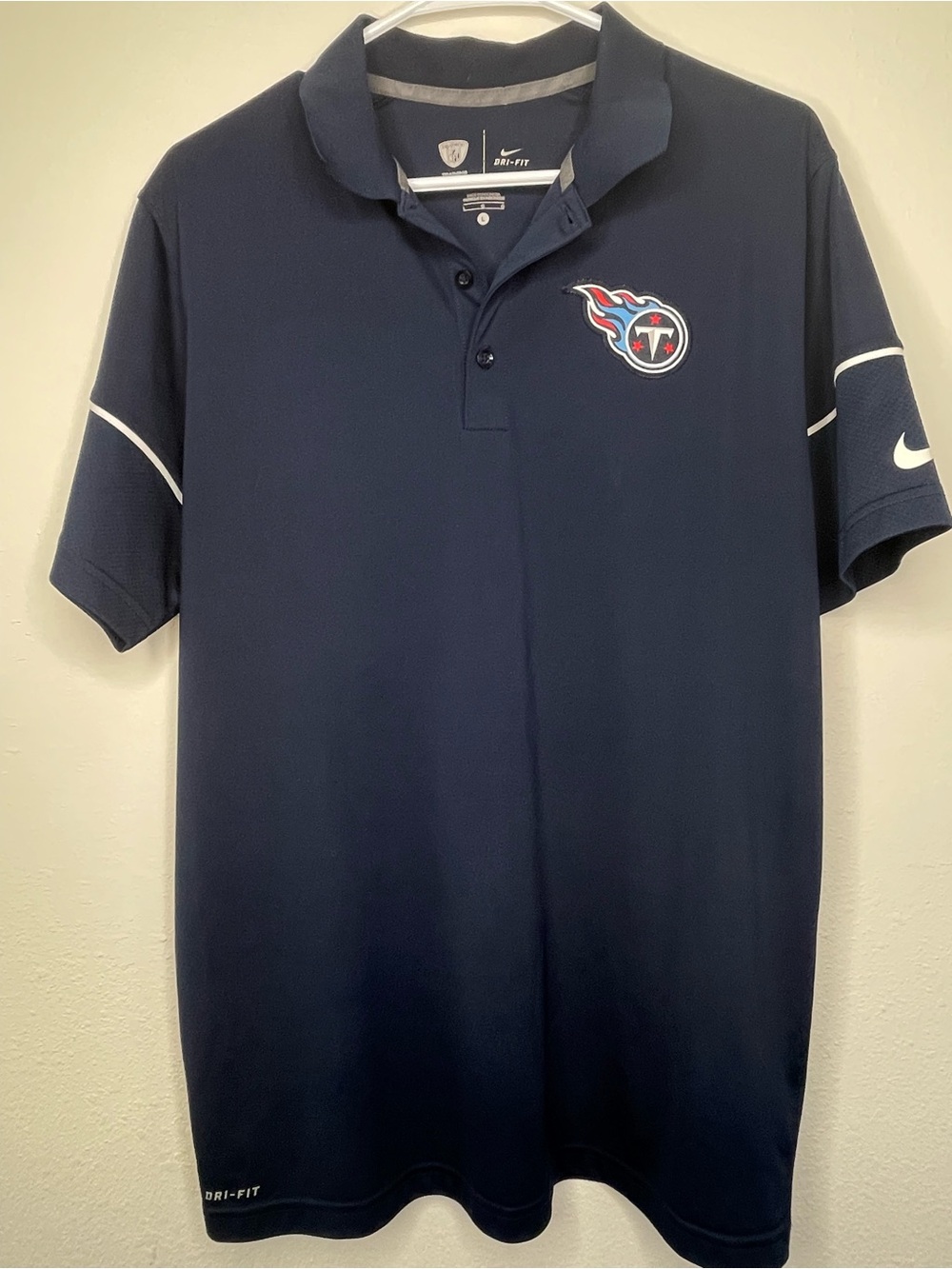 Nike Tennessee Titans NFL Training Polo Shirt Blue Dri-FIT Mens L Football Gear